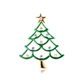 Broche sapin de Noël en émail vert avec strass scintillants et étoile dorée élégante - Arbre à Dix Strass Or-YNCP7208 Or