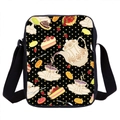 Kids black crossbody bag featuring a colorful cartoon tea time print with shoulder strap - Black Afternoon Tea