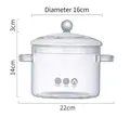Olla de vidrio borosilicato de 1900ml con 16cm de diámetro y asas para cocinar al fuego - 1900ML / Asas de doble oreja