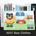 Wooden bear dress-up peg puzzle for toddlers featuring colorful clothing parts - A037 Bear Dressing Recognition