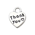 Ciondolo a cuore argento con incisione Thank You e cuore rosso per gioielli fai da te - Cuore con Lettera Thank You
