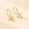 Orecchini a cerchio dorati in argento S925 con pendente a fiocco e zirconi lucidi - Argento 925 / Oro