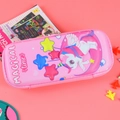 Pink 3D unicorn pencil case with magical time print and rainbow star patterns - Star Unicorn
