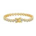 Exquisite golden heart-shaped S925 silver bracelet with sparkling zircon stones - 4mm 14k Gold 16.5cm Approx. 10.6g