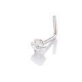Piercing de nariz en forma de L de acero inoxidable con circonita de corazón de 3mm - Corazón en L / Blanco
