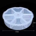 Compact circular 7-compartment clear jewelry organizer with a diameter of 7.7cm - PVC 6-Grid Round Organizer