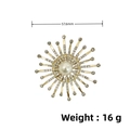 Golden eight-pointed star brooch with center pearl and sparkling rhinestone layers - KC Gold Full Rhinestone Star