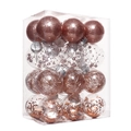 Set di 24 palline di Natale in oro rosa e trasparente in confezione regalo in PVC - 6cm / Confezione da 24 / Oro rosa