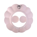 Adjustable pink petal-shaped baby shower cap with cute husky print and 4-button closure - New Pink Puppy Ribbon Packaging
