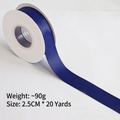 Navy blue matte cotton ribbon roll 2.5cm wide for elegant flower and gift packaging - Double-sided Matte Cotton / 2.5cm Wide * 20 Yards / Navy Blue