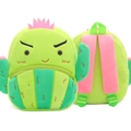 Green cactus plush backpack with pink straps and flower for toddlers and preschoolers - Cactus