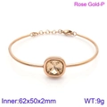 Elegant rose gold plated stainless steel bangle with champagne zircon crystal setting - Rose Gold Champagne Stone