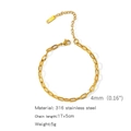 4mm wide golden 316 stainless steel chain bracelet with 18K vacuum plating finish - Paperclip Chain (ZHSLG21)