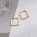 Polished 18K gold plated square hoop earrings in a minimalist stainless steel design - Gold High Polished Square Huggie