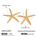 Détails des boucles d'oreilles étoile de mer dorées en acier avec taille et poids - Style Boucles d'Oreilles Étoile de Mer (JDE0112007) / Doré