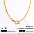 Collar de cadena en acero inoxidable dorado con cierre de langosta, ancho de 4,55 mm - Estilo de Cadena en O Redonda (XL31407)