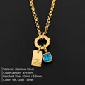 Collar de acero de titanio dorado con colgante letra Z y gemma azul - Letra Z