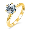 Klassischer 6-Krappen Moissanit Ring 2 Karat D Farbe Solitär Verlobungsring Silber - HK 15 / US 7 / 1 ct / Gold