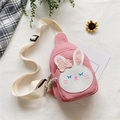 Pink children's canvas chest bag featuring a white bunny face and glittery ears - Pink Rabbit