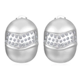 Silver-tone oval stainless steel earrings with a wave-patterned clear crystal band - Steel Oval Earrings with White Zirconia (MS-474)