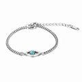 Elegante roestvrijstalen armband met boze oog, turquoise kralen en fonkelende kristallen - Boze Oog Stijl (MS-551) / Stalen Boze Oog Armband