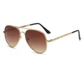 Occhiali da sole aviator classici con montatura dorata e lenti marroni sfumate - Tè Sfumato