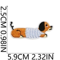 Detailed macro view showing a 2.5cm by 5.9cm dachshund embroidery patch with size markers - US 3