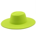 Minimalist neon green wool felt fedora hat with wide brim for men and women - M (56-58cm) / Fluorescent