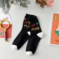 Calze natalizie in cotone nero con scritte festive e motivi invernali creativi - Taglia Unica (EU 35-39) / Nero