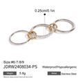 Anello a tre strati in acciaio inossidabile con zirconi bianchi bicolore oro e argento - Stile Pavé Collegato Tricolore (JDRW2408034-PS-8)