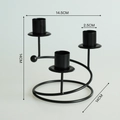 Modern black 3-arm iron candle holder with dimensions 14.5x14cm and spiral base - Spiral 3-Head / Black