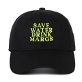 Berretto da baseball in cotone nero con ricamo Save Water Drink Margs ricamato - Nero