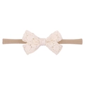 Bandeau bébé beige en nylon avec un délicat nœud en dentelle couleur crème - Crème (8)
