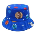 Detail of navy bucket hat with galaxy print and precision stitching on the brim - M (56-58cm) / Dark Blue