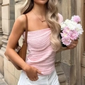 Elegante roze strapless tubetrui met geplooide textuur voor een slank silhouet - S