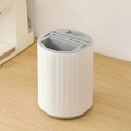 Rotating cylindrical kitchen knife holder in white and gray for organized utensil storage - Off-White Grey