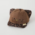 Detail van de baby-honkbalpet met 3D-luipaard kattenoren en schattig borduurwerk - 50cm (1-3 jaar) / Bruin