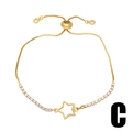 Pulsera de estrella dorada ajustable con circonitas y cadena de caja minimalista - Estilo Estrella Hueca (C)