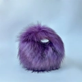 Y2K punk style fuzzy spherical handbag in deep purple faux raccoon fur with top handle - Eggplant Purple
