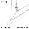 Silver square letter J pendant necklace with stainless steel box chain for women - Silver Letter J Style (KN293676-Z)