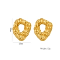 Irregular gold irregular earrings with hammered texture measuring 30mm height and 25mm width - 1137 Gold