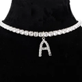 Silver tennis chain choker with sparkling zircon Letter A pendant on black display - Letter A [Silver]