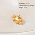 Golden zodiac dragon pendant with matte sand finish and red accents 20x11mm charm - D1479 (Dragon)