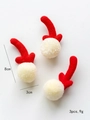 3er-Set rote Filz-Weihnachtsdeko mit weißen Plüschbällen und Maßangaben für DIY-Projekte - 3 Stk. Rote Rentiergeweihe