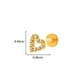 Detailed view of 0.46cm gold heart stud piercing with clear zircons and flat back - 5# Golden - Heart Shape