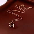 Macro detail of 18K gold plated balloon dog pendant necklace with tiger eye beads - 19# Gold-Real Gold Plated