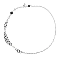 Silver OT clasp necklace featuring cuban links, rhinestones, black onyx and pearls - Chain Length 60cm / Silver