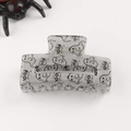 Halloween ghost square claw clip in glittery silver grey with BOO pattern - Translucent Silver Boo Ghost