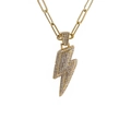 Hip hop style gold plated lightning bolt pendant necklace with sparkling cubic zirconia - Lightning Pendant / Gold