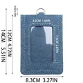 Blue denim ID card holder dimensions showing 14cm height and 8.3cm width with D-ring - Denim Blue